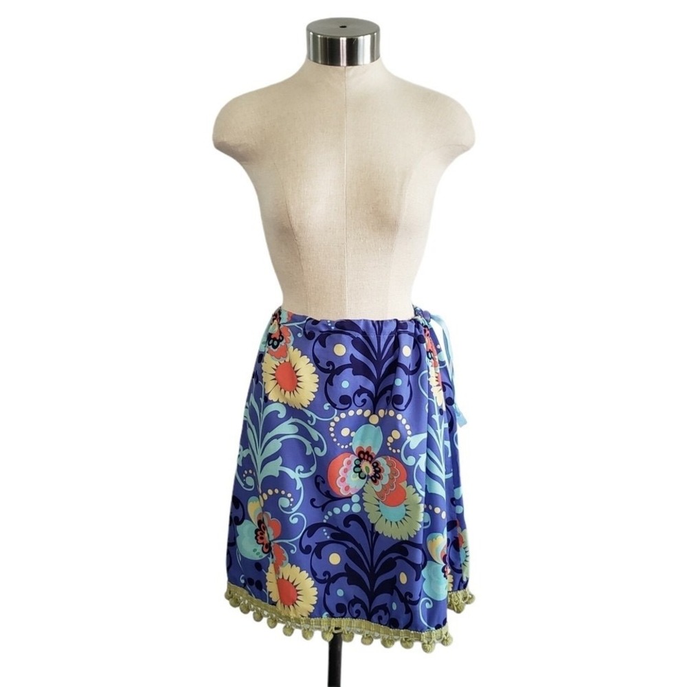 Floral Crochet Trim Lightweight Cotton Skirt/Swim Cover- Women's Size S- Whimsy